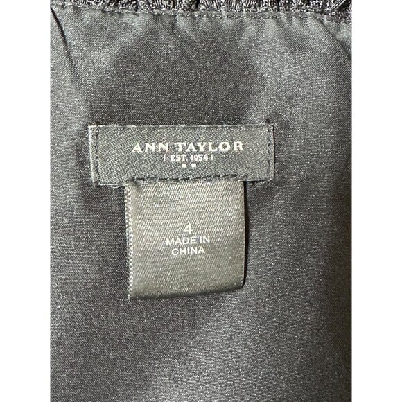 Ann Taylor Halter Dress Size 4 Ruffle Neck Black Textured Sleeveless Office Work - Picture 4 of 7